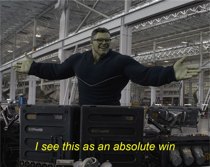 The Hulk saying "I see this as an absolute win"