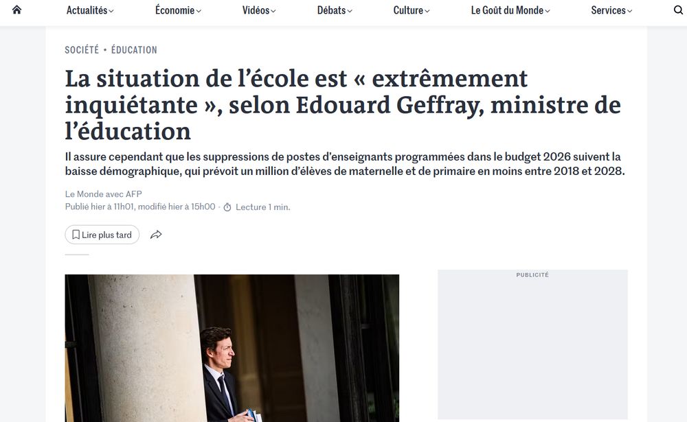 Photo du Ministre de l'éducation