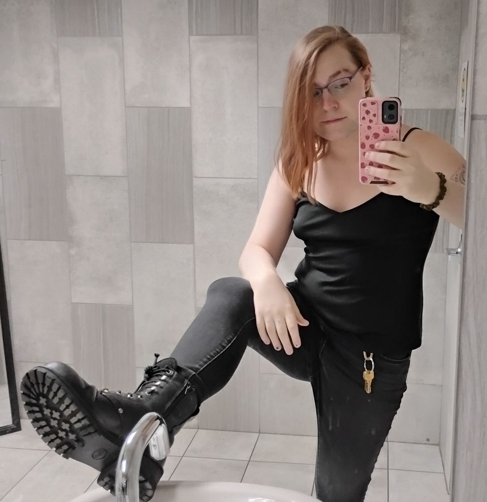Moira in biker boots