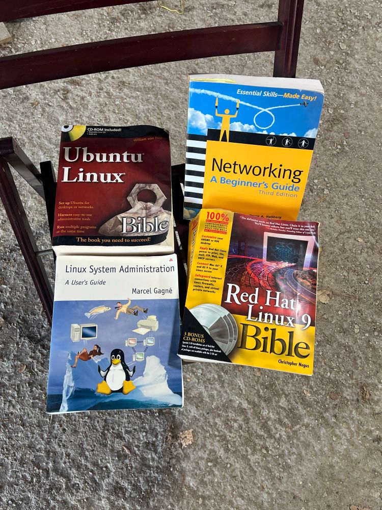 Pictures of books I’ve bought at times when I thought it would be important to improve myself. Didn’t take