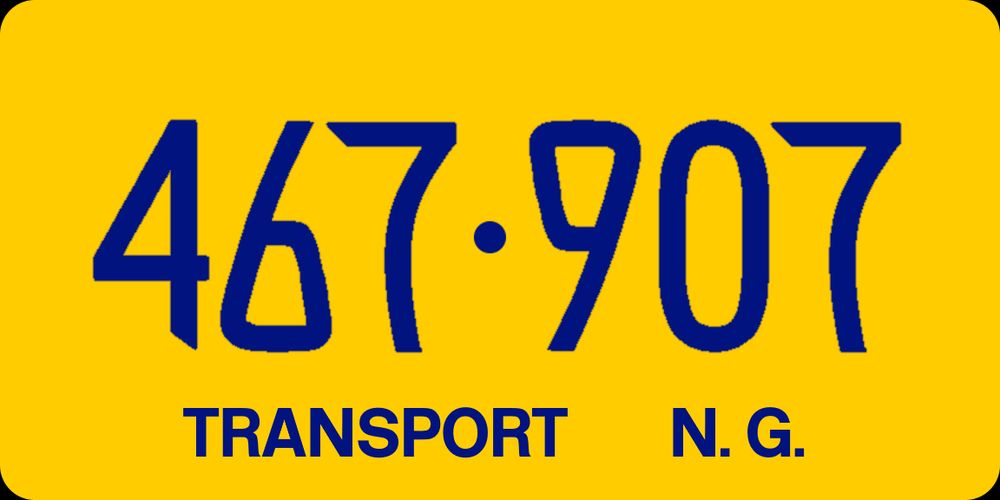 Transport plate, dark blue on yellow, 467-907