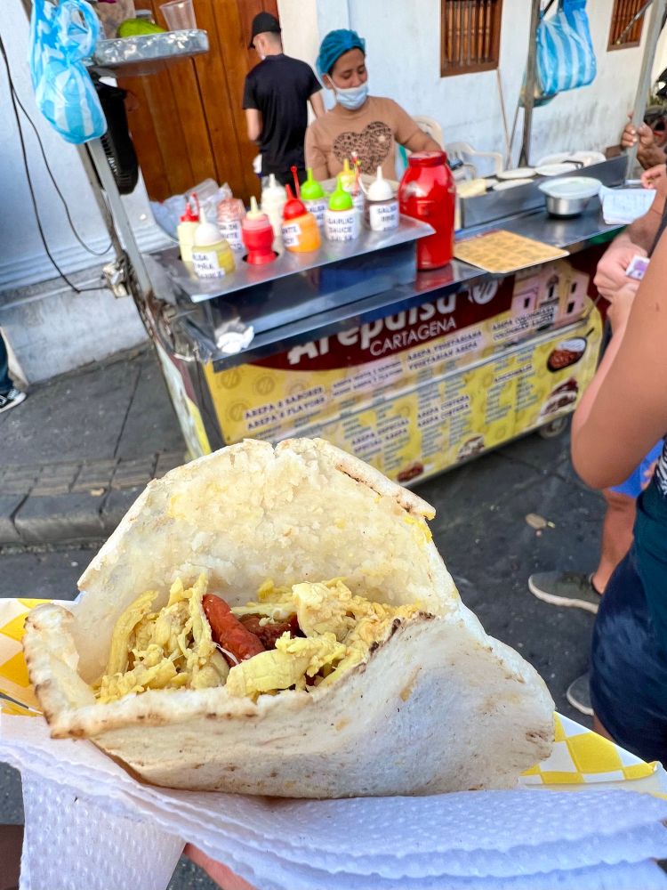 Arepa in Cartagena Colombia