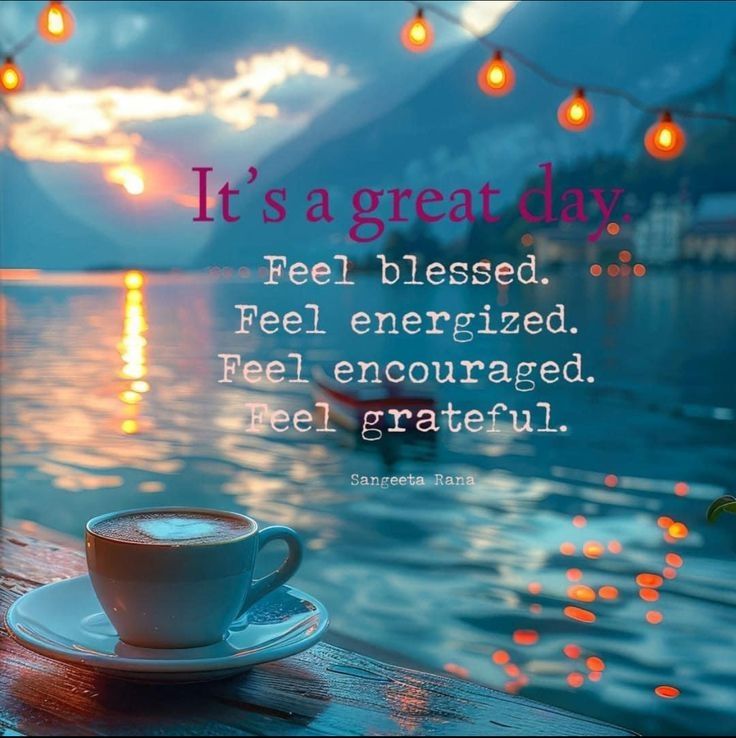 Photograph with turquoise skies and ocean, and a cup of coffee in a saucer waiting patiently on a nearby dock. 