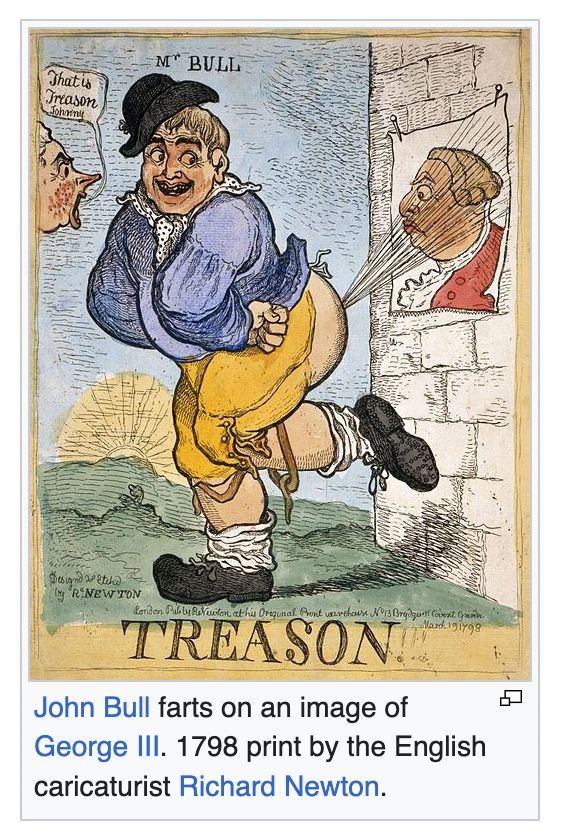 John Bull straight up BLASTING George III in the face with a fart. 