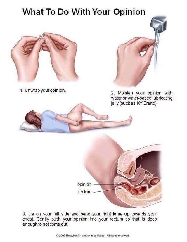 Rather amusing series of vingettes showing someone folding their opinion up and then inserting then into their butt.