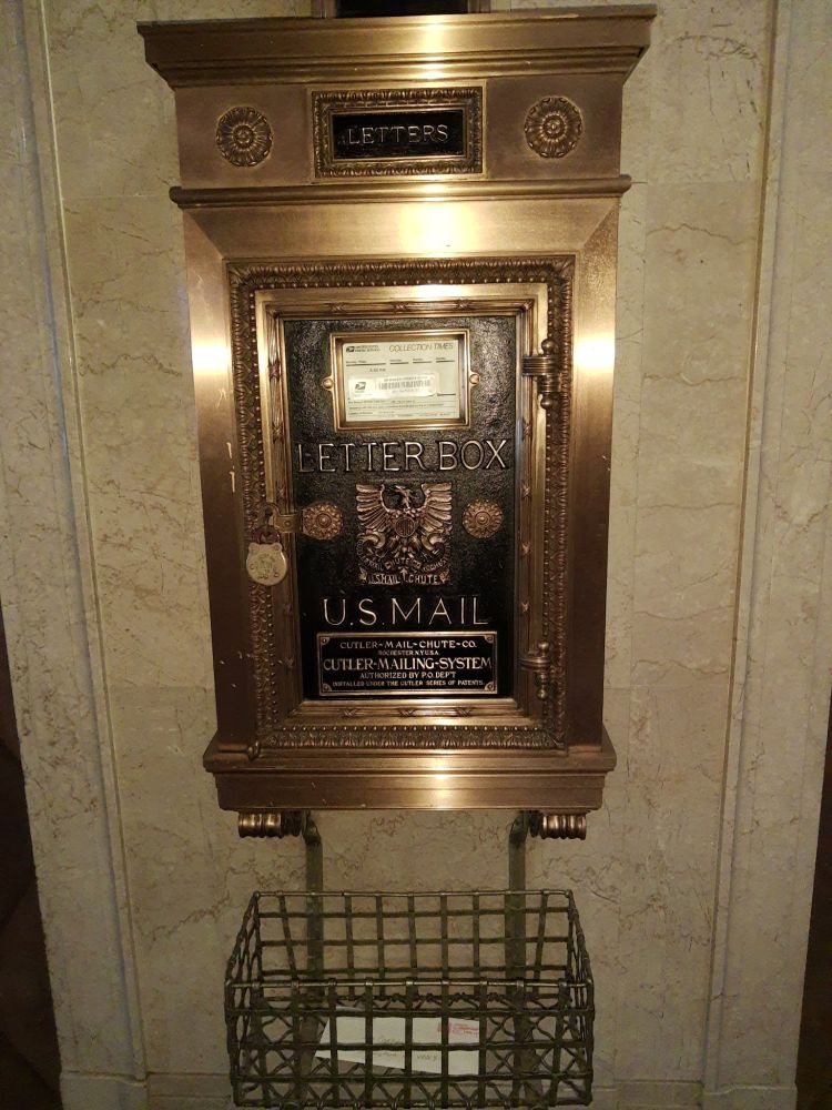 A view of a antique mailbox