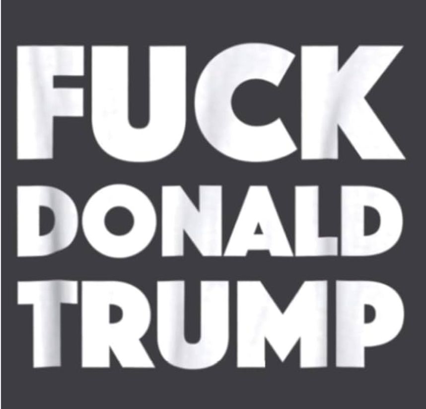 Square monochrome flag with wording Fuck Donald Trump.