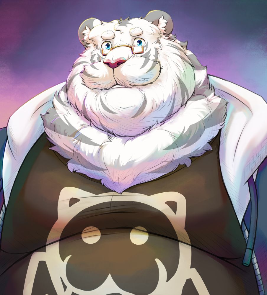 Something about what if pudgy tiger Ralph got older and got beardy and what not~! Due to his laziness, the older pudgy tiger would probably let his beard grow out and port that elderly gentle look~ Can imagine eating some food could get messy~! #furry #furryart #oc 