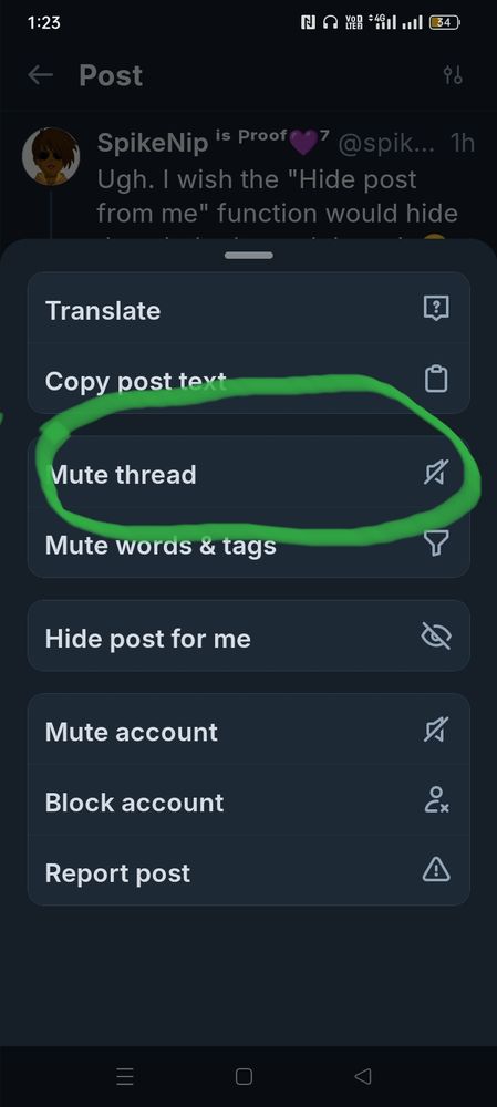 Muting thread menu 