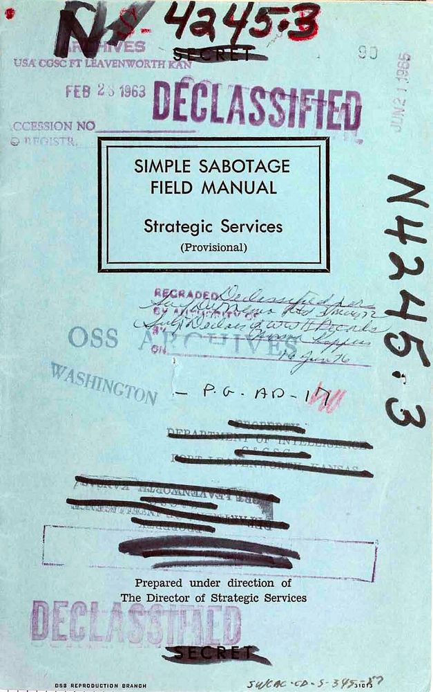 Simple Sabotage Field Manual cover from the Wikipedia entry of same