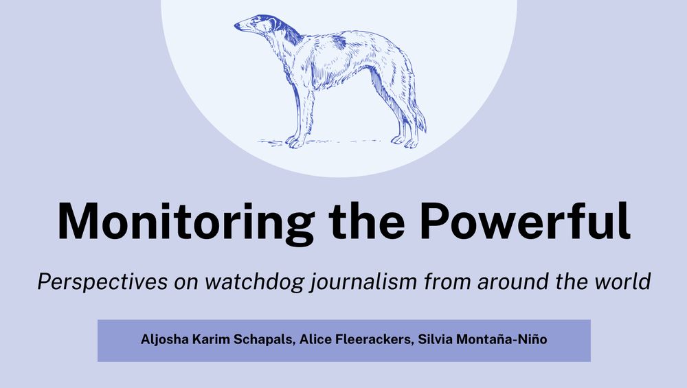 Slide deck with the text "Monitoring the Powerful: Perspectives on Watchdog Journalism from Around the World" 