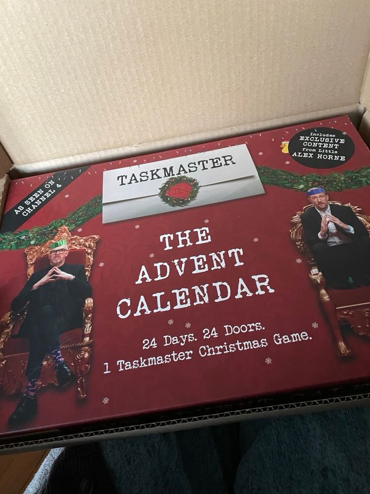 An unopened advent calendar from Taskmaster. 