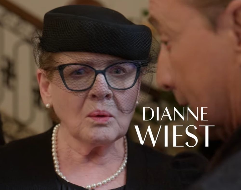 A shot of the Only Murders in the Building season 5 trailer. This shows Dianne Wiest.