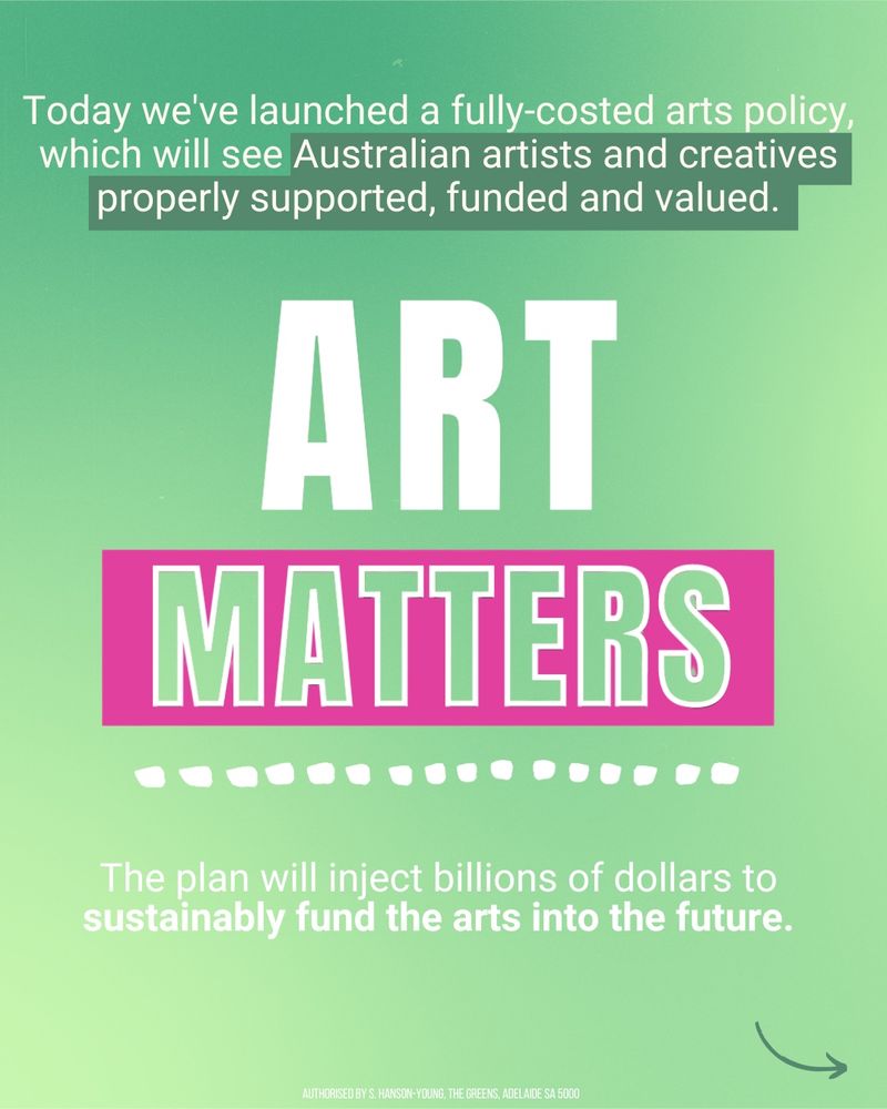 Today we’ve launched a fully-costed arts policy which will see Australian artists and creatives properly supported, funded and valued.

ART MATTERS.

The plan will inject billions of dollars to sustainably fund the arts into the future.