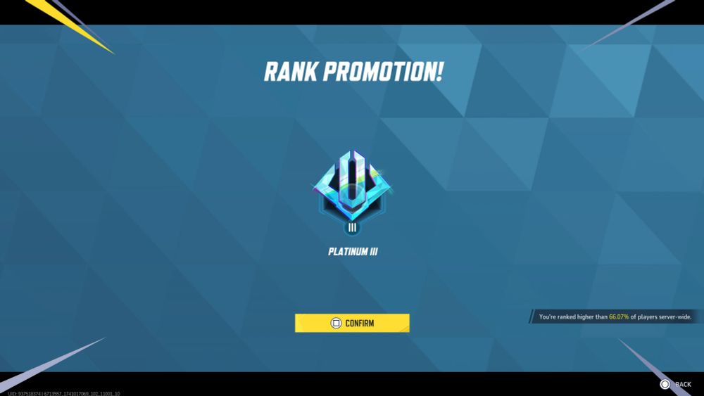 Rank Promotion to Platinum III on Competitive Marvel Rivals (console).