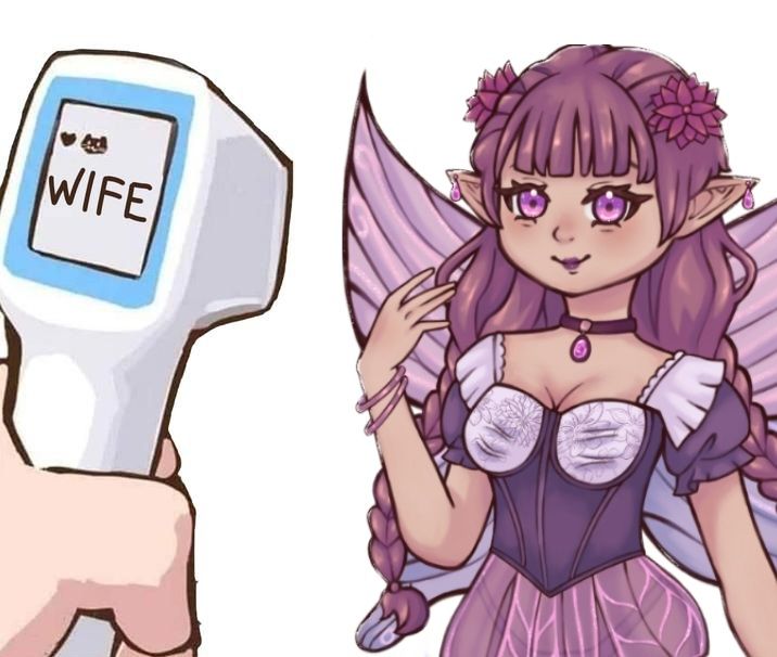 An image of a fairy with a temperature monitor that says wife.