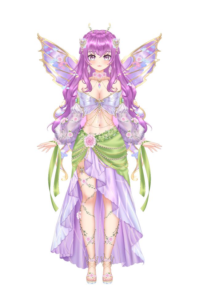 Model art of a fairy, she is covetrf in flowers and jewels