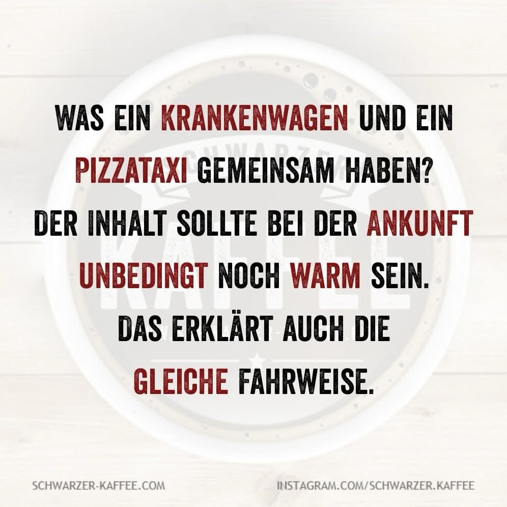 Was ein Krankenwagen und ein Pizzataxi gemeinsam haben? Der Inhalt sollte bei der Ankunft unbedingt noch warm sein. Das erklärt auch die gleiche Fahrweise.