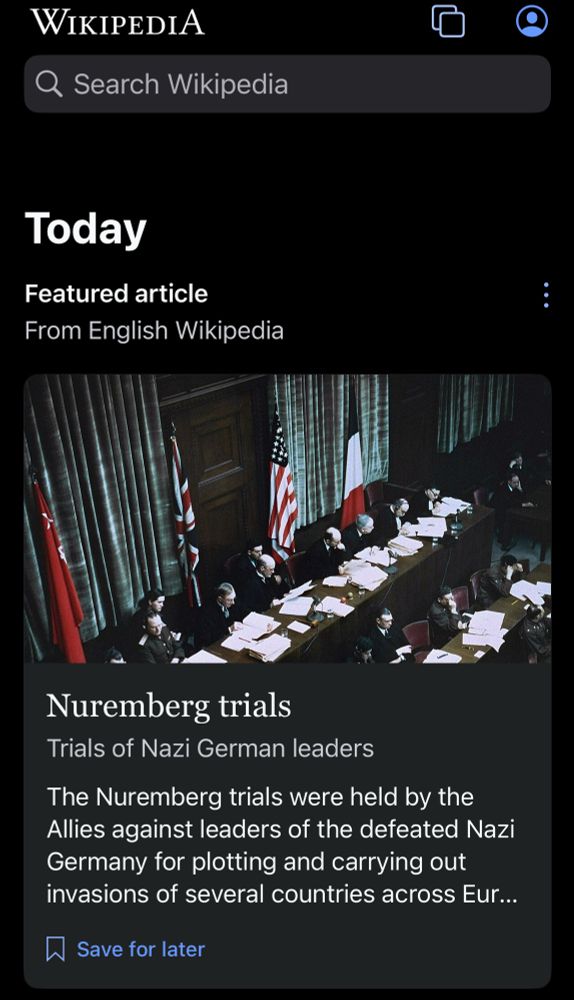 photo of the nuremberg trials on the wikipedia landing page  