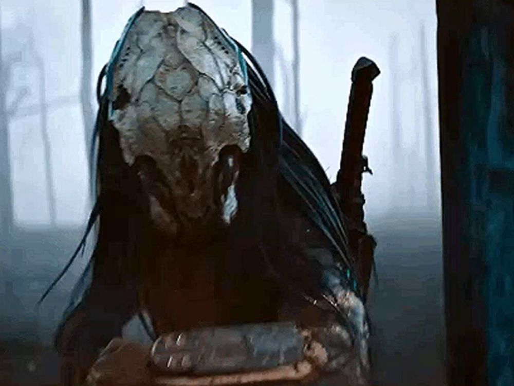 a close up of a predator with a sword