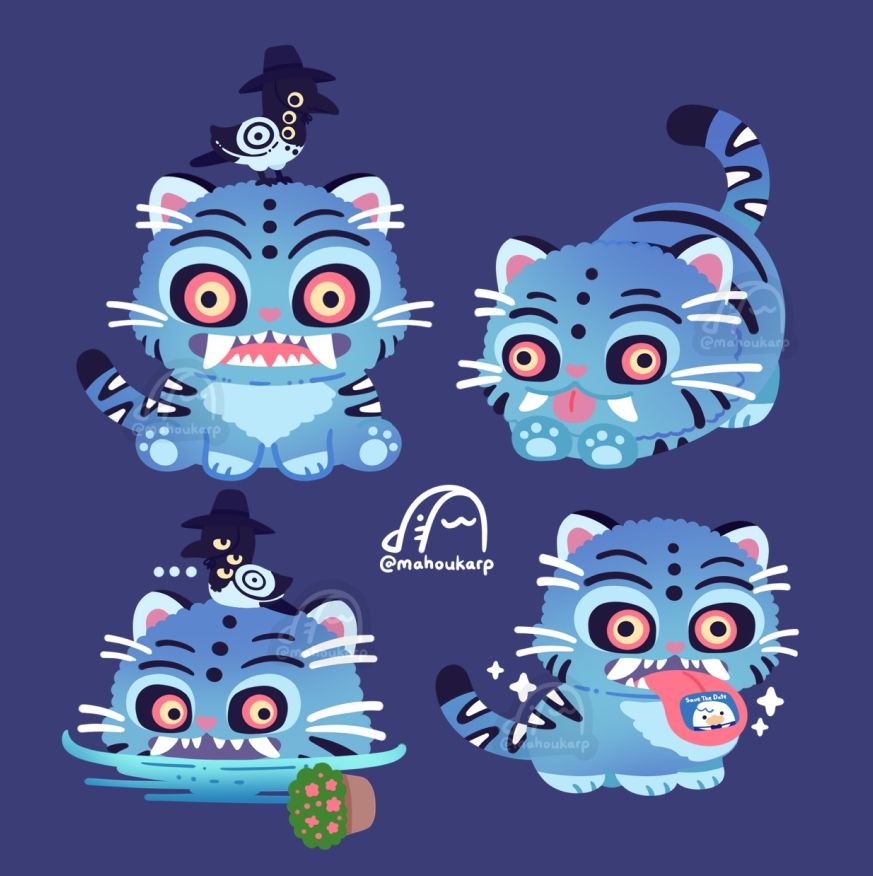 fanart illustrations of the tiger from kpop demon hunters 