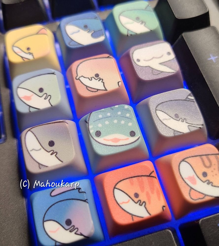 Keyboard with shark keycaps 