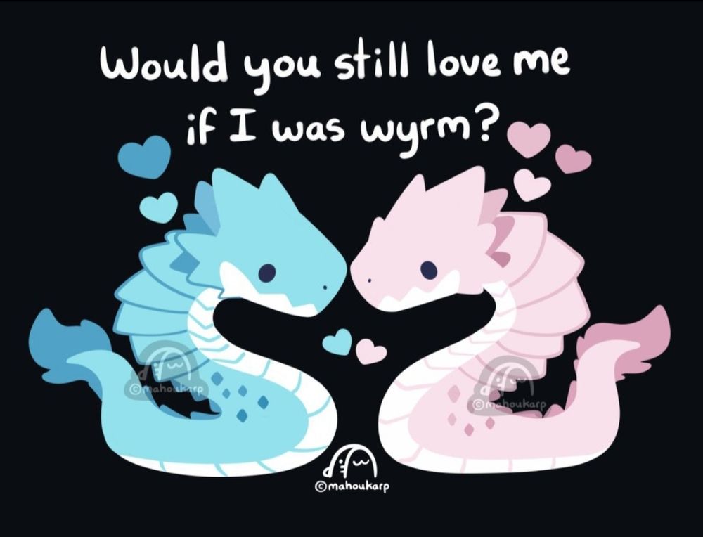 Illustration of two wyrms. A wyrm is a serpentine like dragon kinda like a snake 
