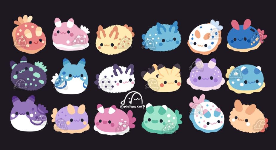 Illustration of sea bunnies also known as nudibranchs 

There are a variety of them in multiple different colors 

Yes Pikachu nudibranchs are a real thing