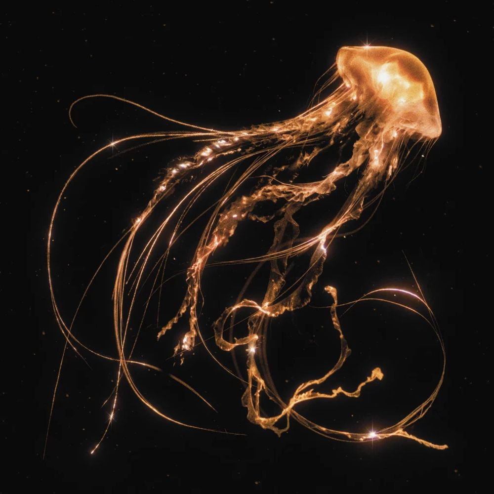 Capa do álbum Back To The Water Below, novo álbum da banda Royal Blood. Tem uma água viva luminosa, brilhante, diante de um fundo totalmente preto.