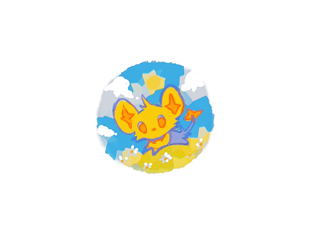 Pokemon doodle of a small shiny shinx running on grass.