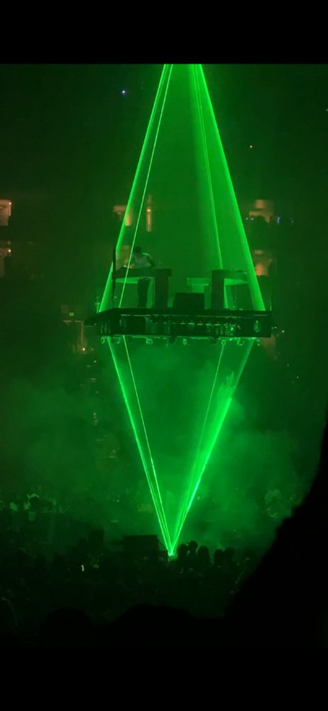 Katranada's music platform is lofted above the crowd - very fun! Photo by EV