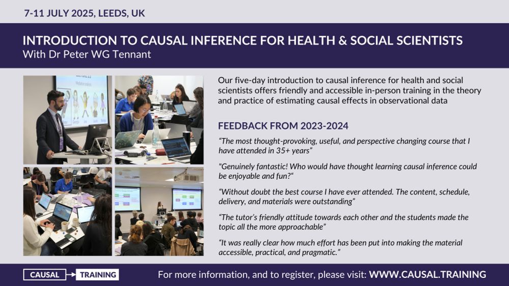 Flyer for the Introduction to Causal Inference Course for Health & Social Scientists, taking place on 7th-11th July 2025