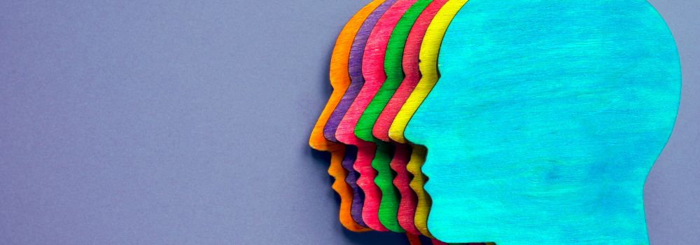 Multicoloured head silhouettes