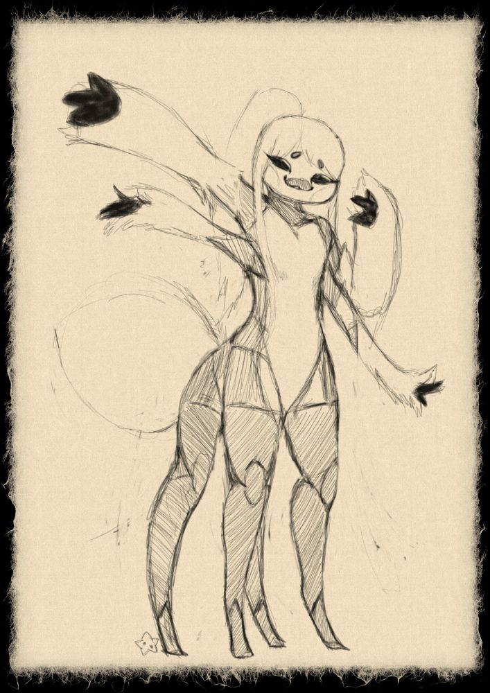 a sketch of my spider character susu with a centaur-like body.