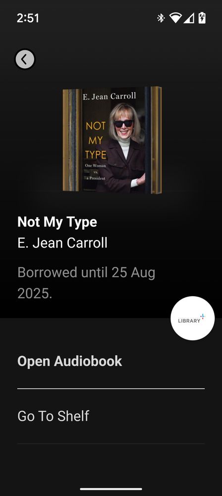 Audiobook version of 'Not My Type' by E. Jean Carroll checked out of the library. 