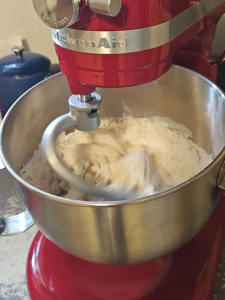 KitchenAid mixer mixing bread dough