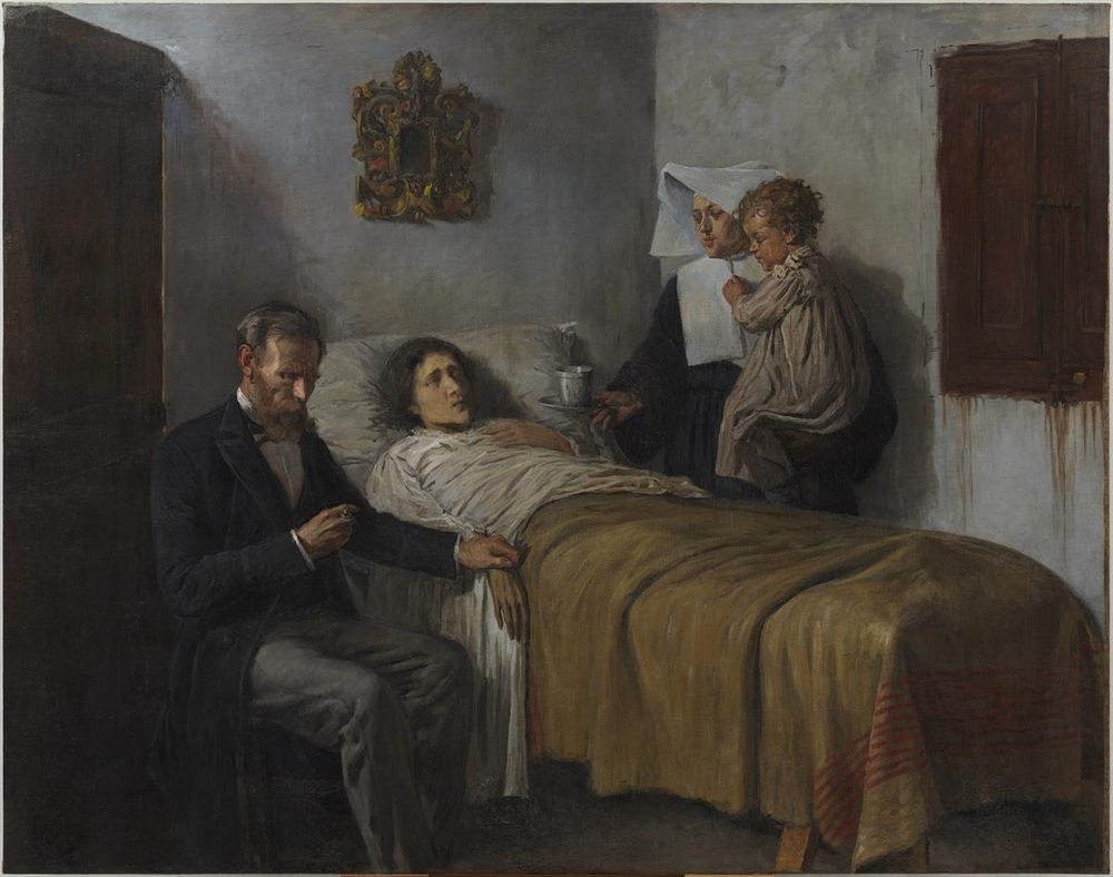 Ciencia y Caridad, Pablo Ruiz Picasso. Óleo sobre tela, 1897.
Museu Picasso de Barcelona.