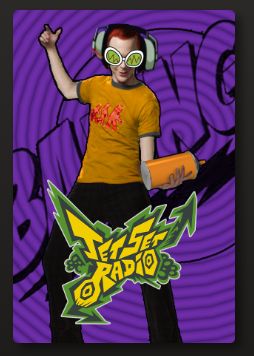 A cropped screenshot of a Steam library with custom (joke) box art for 'Jet Set Radio' featuring an edit of Sheldon Cooper from The Big Bang Theory as Beat from the aforementioned video game.