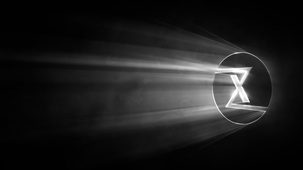 A reconstruction of the Windows 10 "Hero" wallpaper created in Blender 2.79b with the Windows 10 icon replaced with the TuxedoOS symbol.