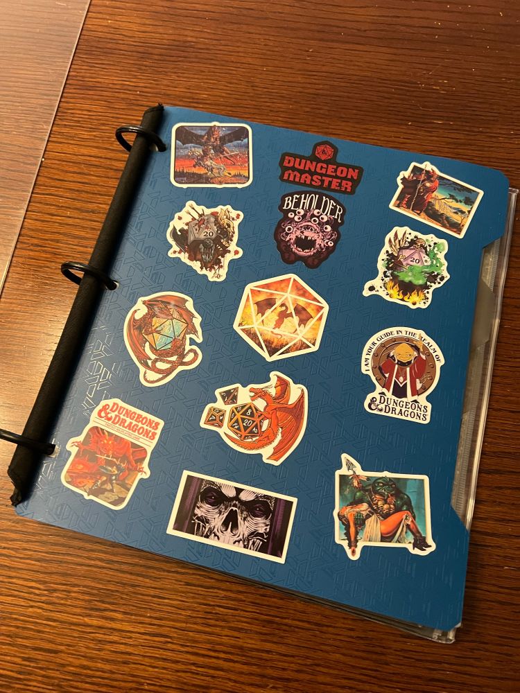 Front of my D&D three ring binder