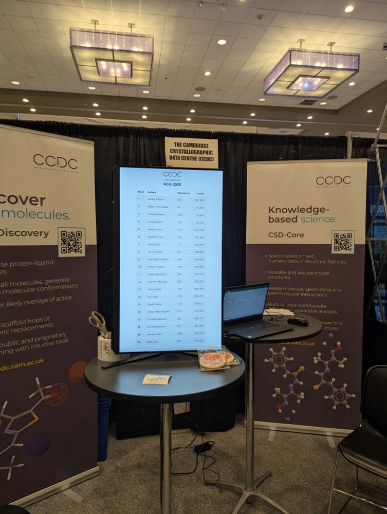 Photo of the CCDC booth at the ACA 2025 showing the CSD leader board. 