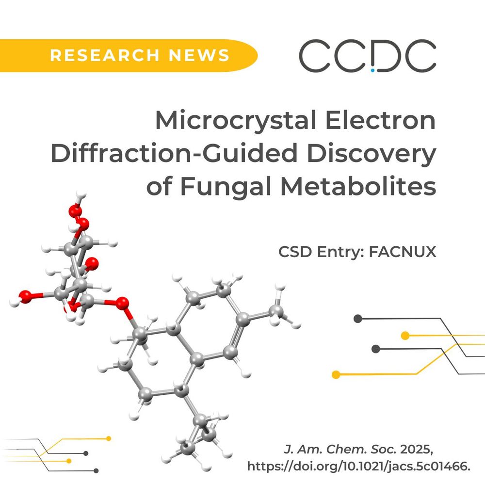 Promotional graphic with the ball and stick structure of CSD entry FACNUX.