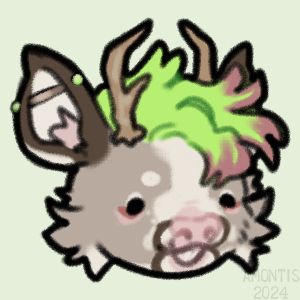 chibi headshot of a furry deer oc