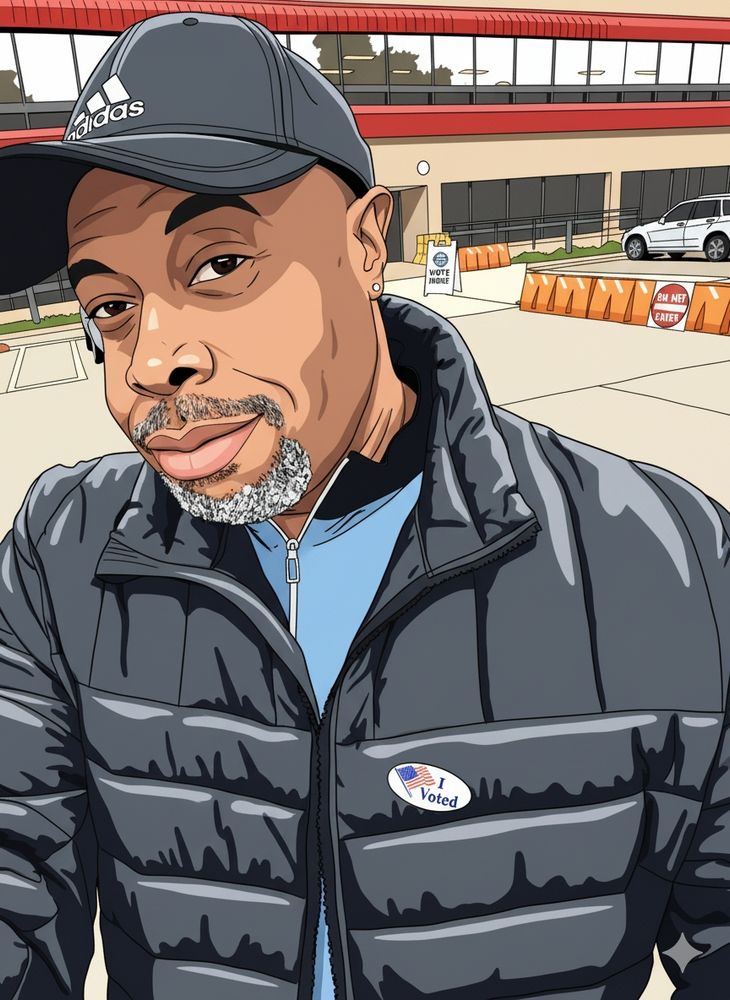 Illustrated selfie post voting