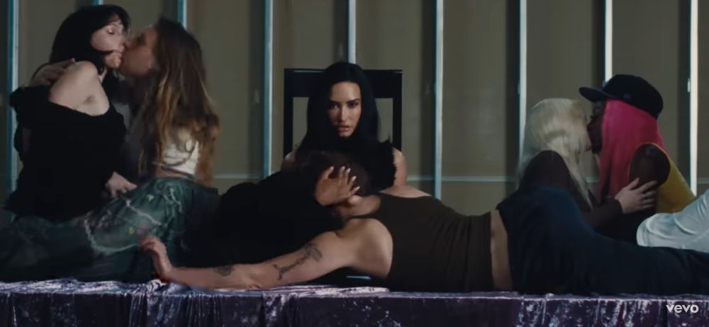 Demi lovato serving cunt face while multiple couples make out around her