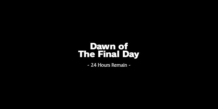 Screencap from The Legend of Zelda: Majora's Mask. Text reads "Dawn of the final day, 24 hours remain"