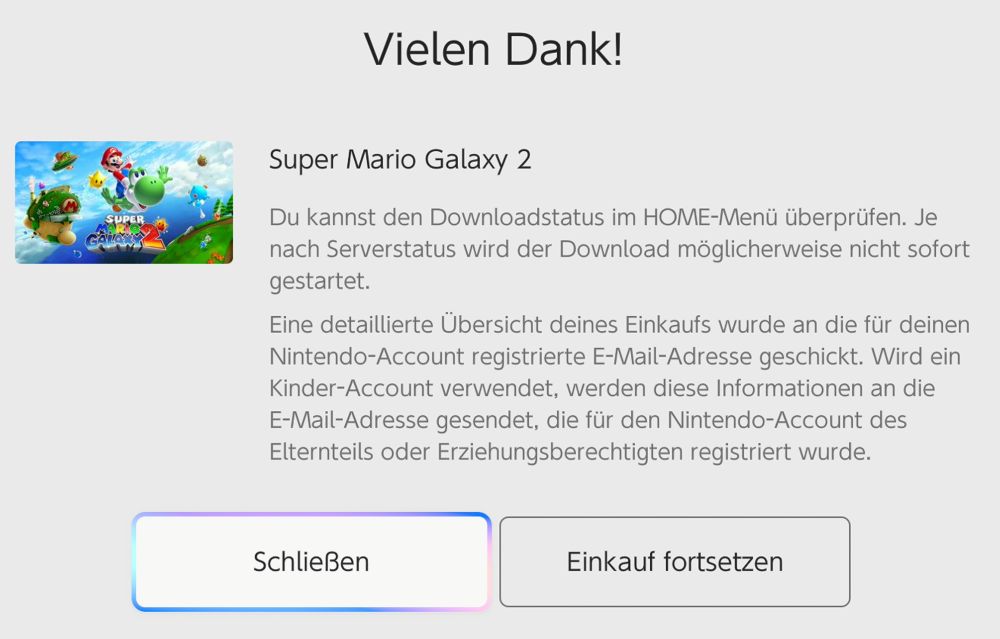 Super Mario Galaxy 2 wurde im Nintendo eShop erworben.