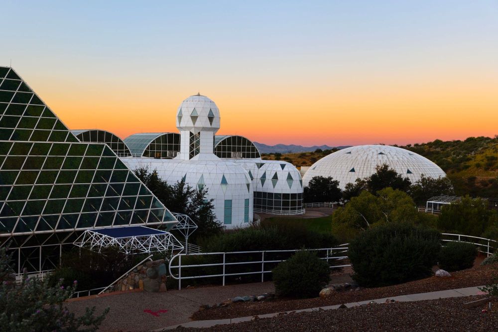 Biosphere 2 at dusk. Photo by Christopher Michel