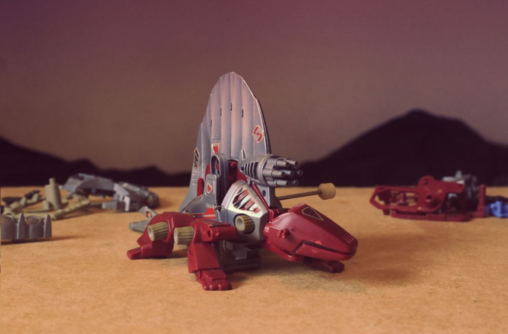 80s spine-back zoid. At some point I gave him the red cockpit.