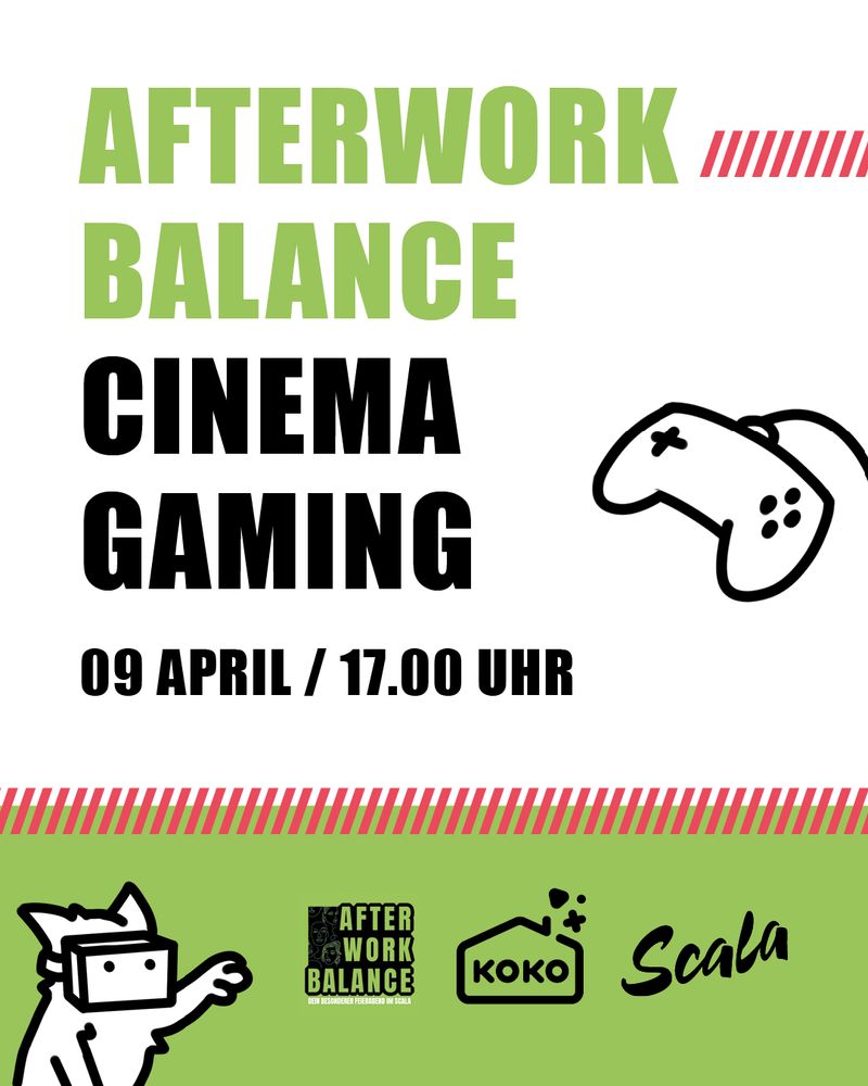 Promo image: "Afterwork Balance Cinema Gaming, 9 April, 17:00 Uhr"